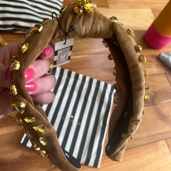 Lele Sadoughi Camel Knotted Candy Jeweled Headband with Gold Accents - Picture 2 of 3